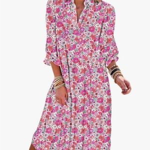 Floral Pink Midi Dress